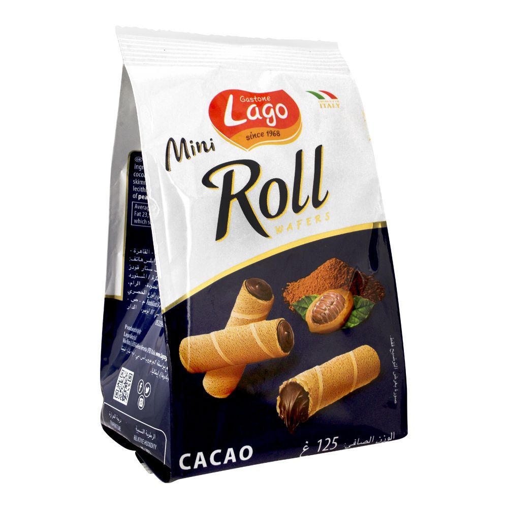 Lago Mini Roll Cocoa Wafers, 125g - Main Image