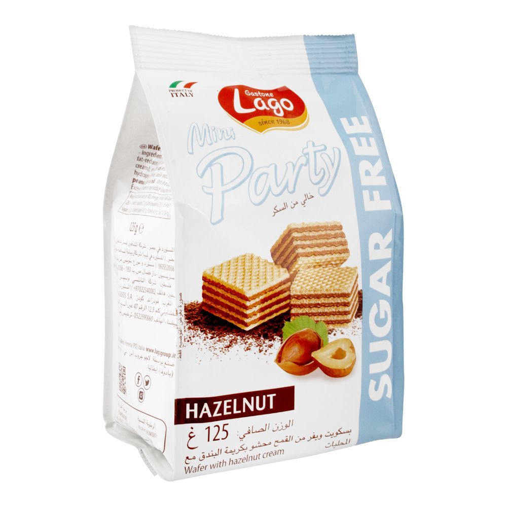 Lago Mini Party Hazelnut Wafers Sugar Free, 125g - Main Image