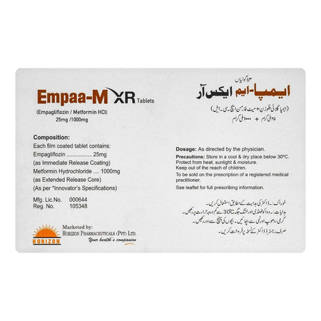 Horizon Pharma Empaa-M XR Tablet, 25mg/1000mg, 14-Pack - Image 2