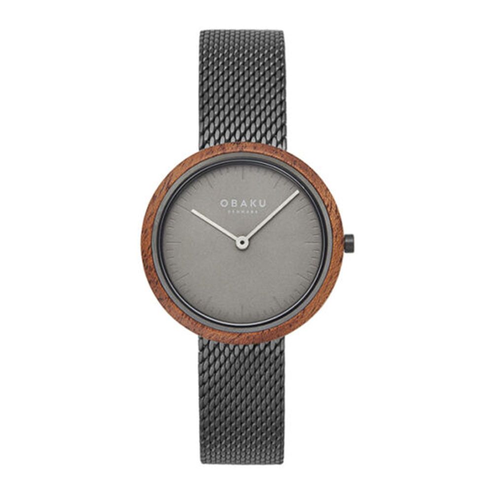 Obaku Women's Denmark Wooden Brown Round Dial With Greyish Black Bracelet Analog Watch, V245LXUUMU - Main Image