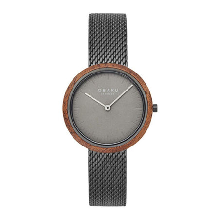 Obaku Women's Denmark Wooden Brown Round Dial With Greyish Black Bracelet Analog Watch, V245LXUUMU - Main Image
