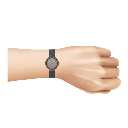 Obaku Women's Denmark Wooden Brown Round Dial With Greyish Black Bracelet Analog Watch, V245LXUUMU - Image 2