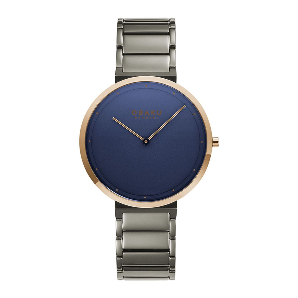 Obaku Men's Blue Background Round Dial With Silver Bracelet Analog Watch, V258GXDLSJ - Main Image