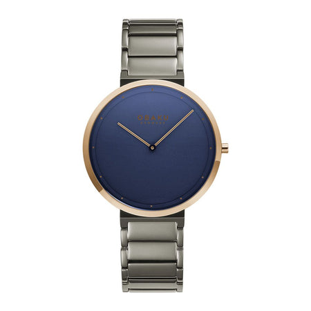 Obaku Men's Blue Background Round Dial With Silver Bracelet Analog Watch, V258GXDLSJ - Main Image