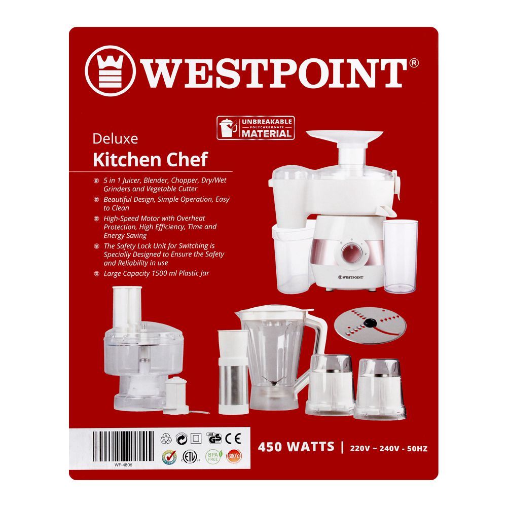 West Point Deluxe 5-In-1 Kitchen Chef Food Processor, WF-4806 - Image 3
