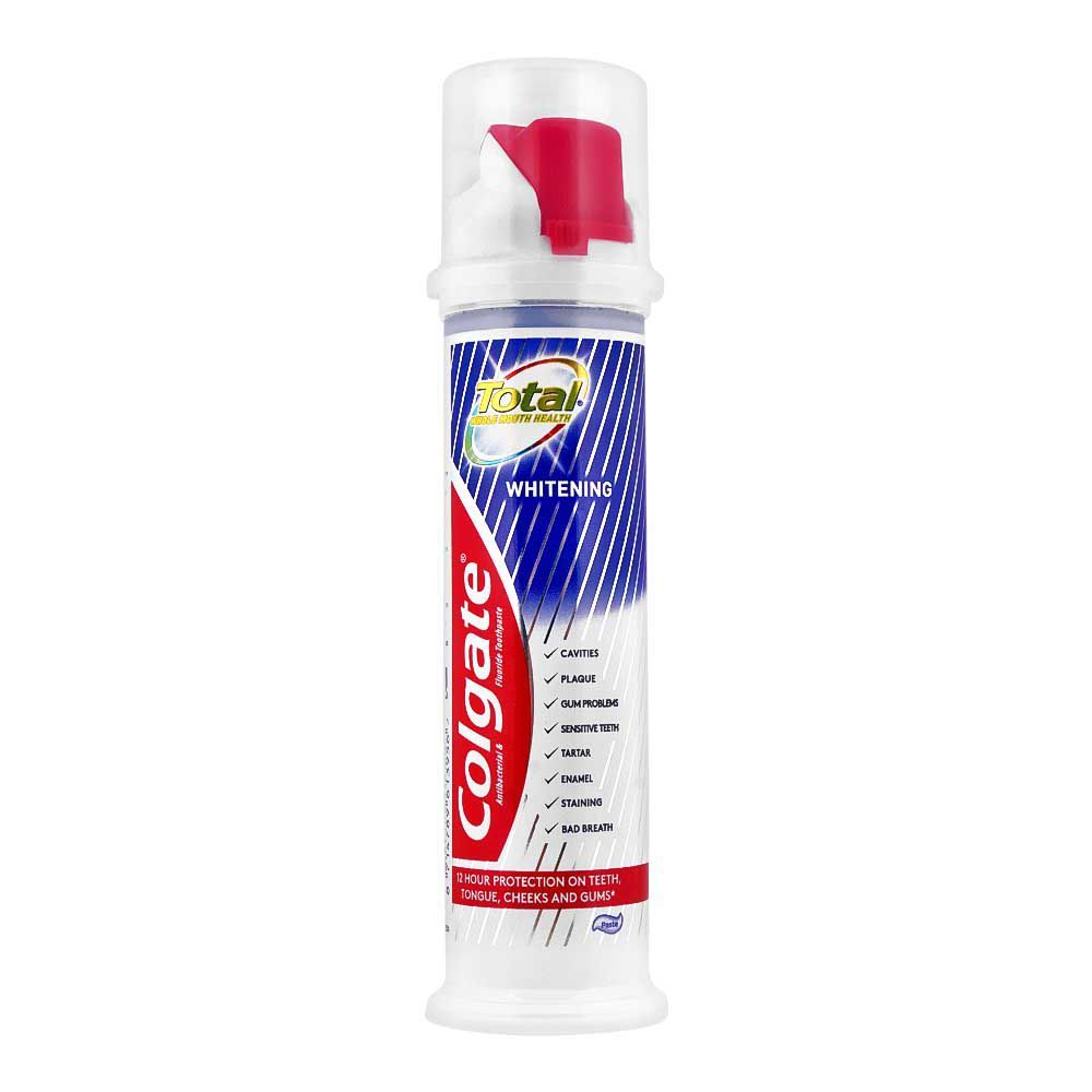 Colgate Total Whitening Antibacterial & Fluoride Toothpaste Pump, 100ml - Main Image