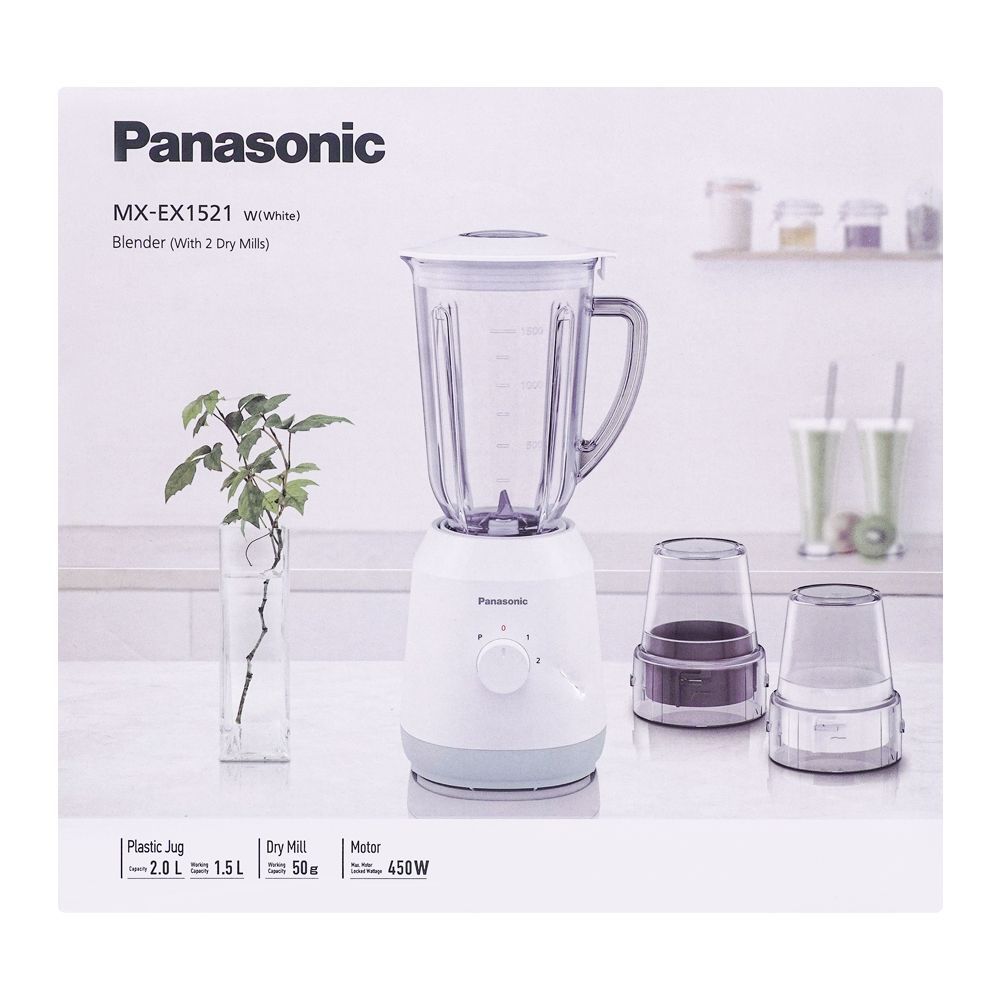 Panasonic Blender With 2 Dry Mill, 450W, White, MX-EX1521 - Image 3