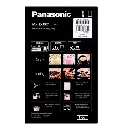 Panasonic Blender With 2 Dry Mill, 450W, White, MX-EX1521 - Image 4