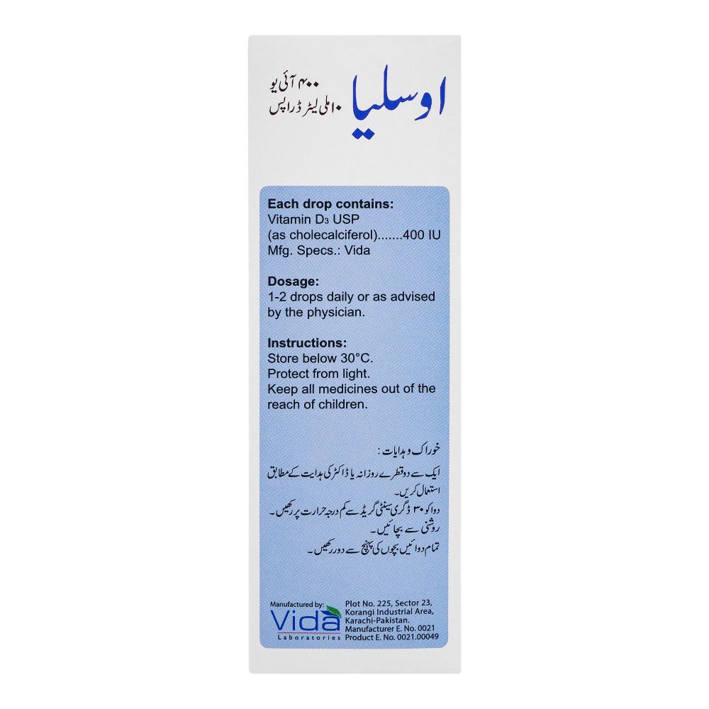 Vida Laboratories Oslia Vitamin D3 Drops, 400IU, 10ml - Image 4