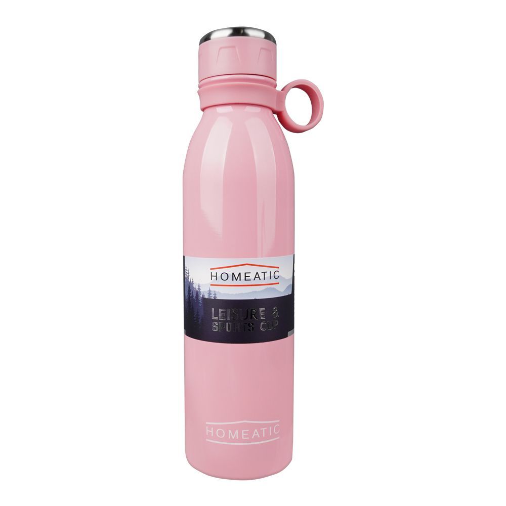Homeatic Steel Water Bottle, 750ml Capacity, Pink, HKA-030 - Main Image
