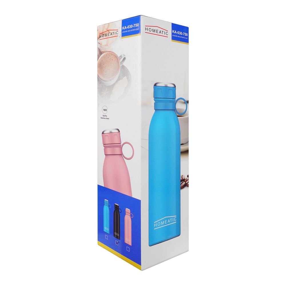 Homeatic Steel Water Bottle, 750ml Capacity, Blue, HKA-030 - Image 3