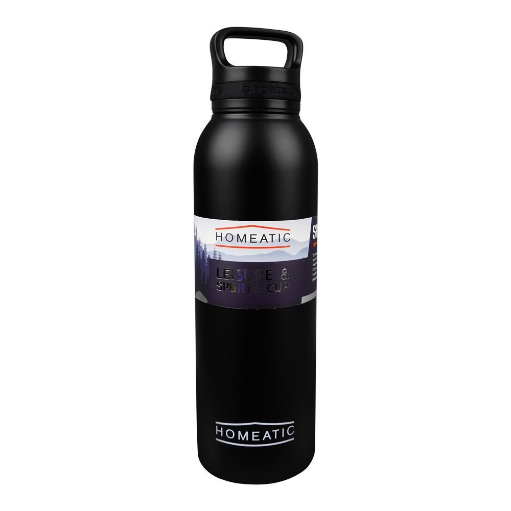 Homeatic Steel Water Bottle, 730ml Capacity, Black, HKA-034 - Main Image