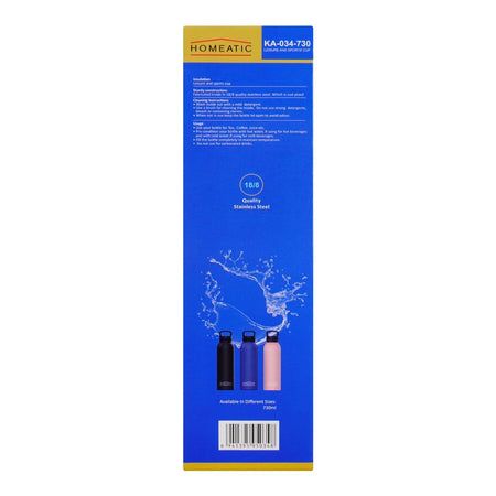 Homeatic Steel Water Bottle, 730ml Capacity, Black, HKA-034 - Image 6