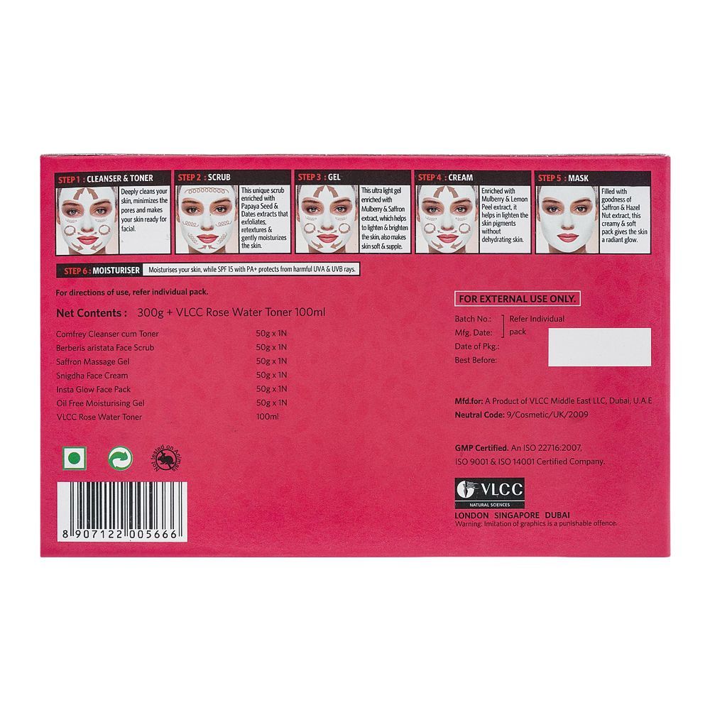 VLCC Natural Sciences Party Glow Salon Series Session 5 Complete Facial Kit 7-Pack - Image 2