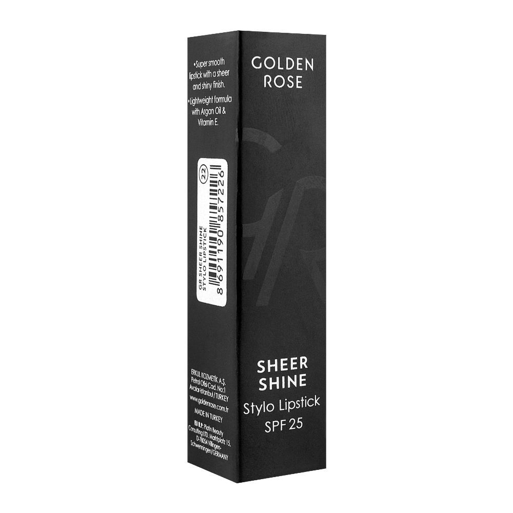 Golden Rose Sheer Shine SPF 25 Stylo Lipstick, 22 - Image 3