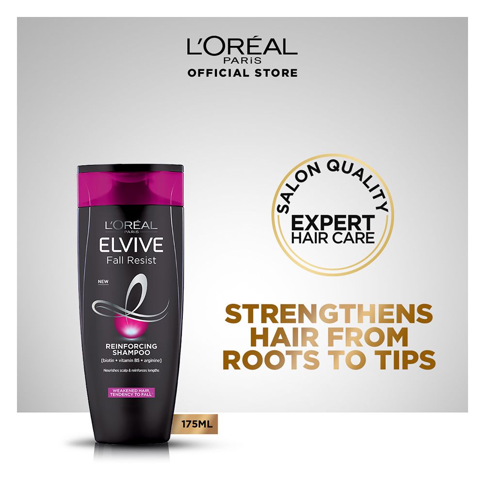 L'Oreal Paris Elvive Fall Resist Reinforcing Anti-Hairfall Shampoo, For All Hair Types, 175ml - Main Image