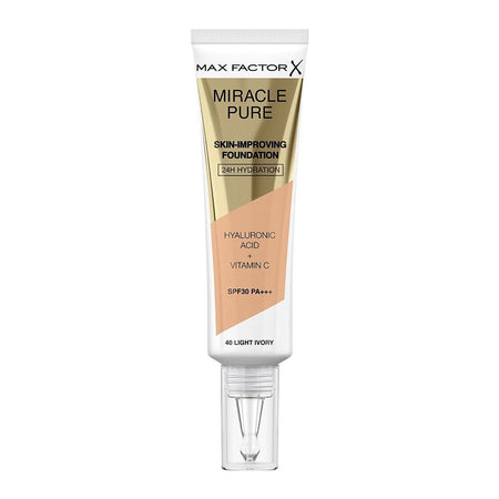Max Factor Miracle Pure 24H Skin Improving Foundation, 40 Light Ivory - Main Image