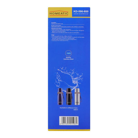 Homeatic Steel Water Bottle, 600ml Capacity, Blue, KD-596 - Image 6
