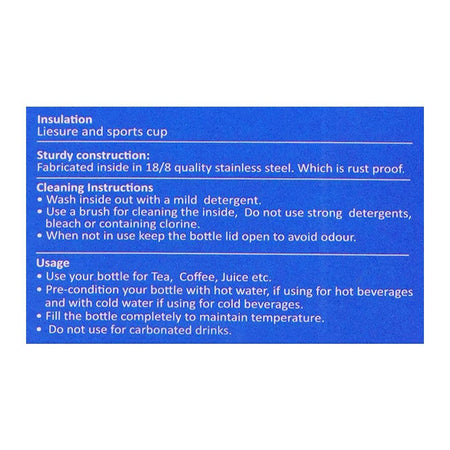 Homeatic Steel Water Bottle, 600ml Capacity, Blue, KD-596 - Image 7