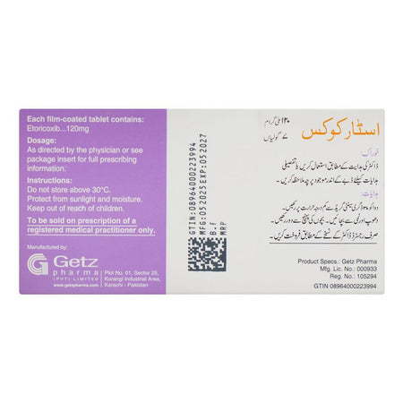Getz Pharma Starcox Tablet, 120mg, 7-Pack - Image 2