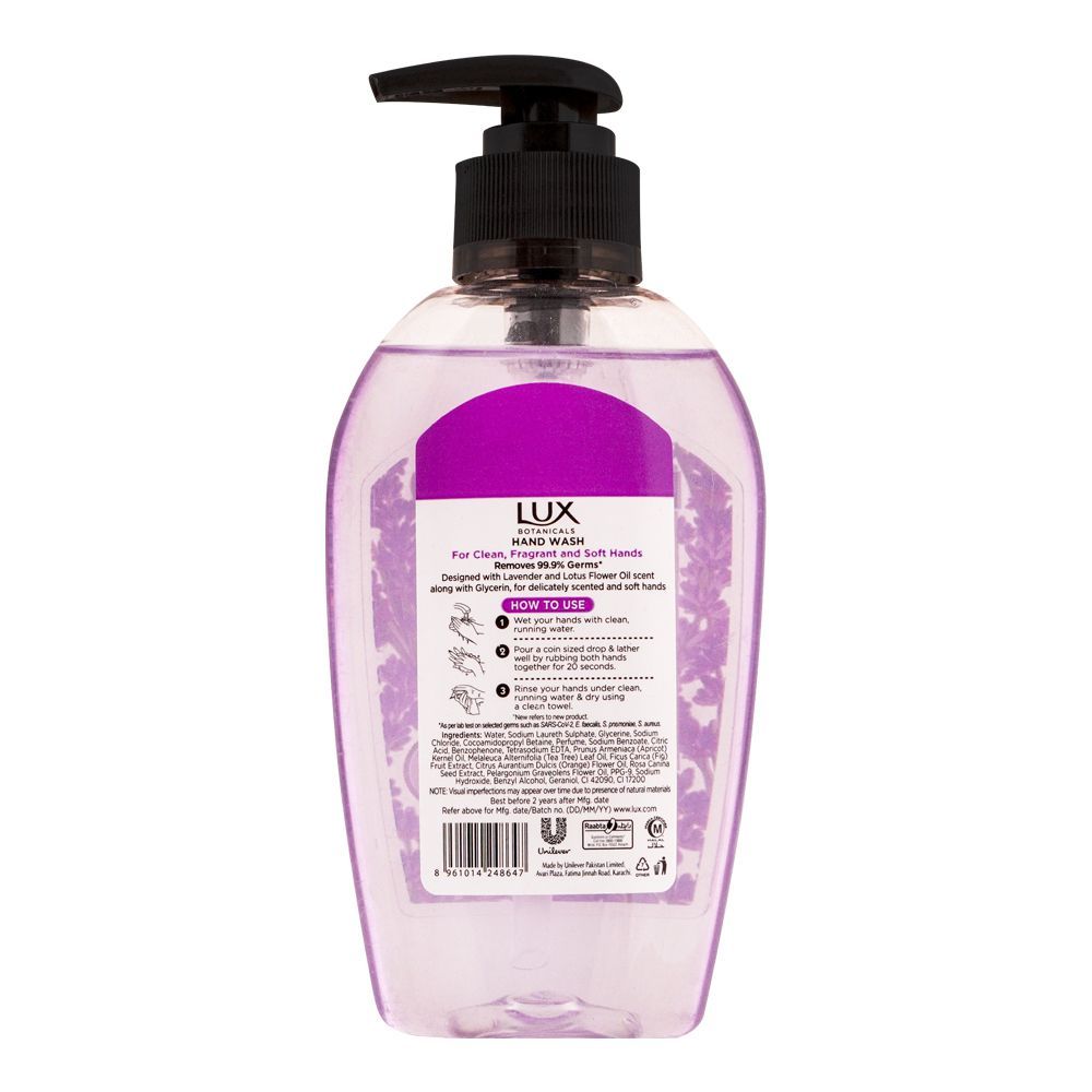 Lux Botanicals Lavender & Lotus Flower Oil Scent Hand Wash, 220ml - Main Image
