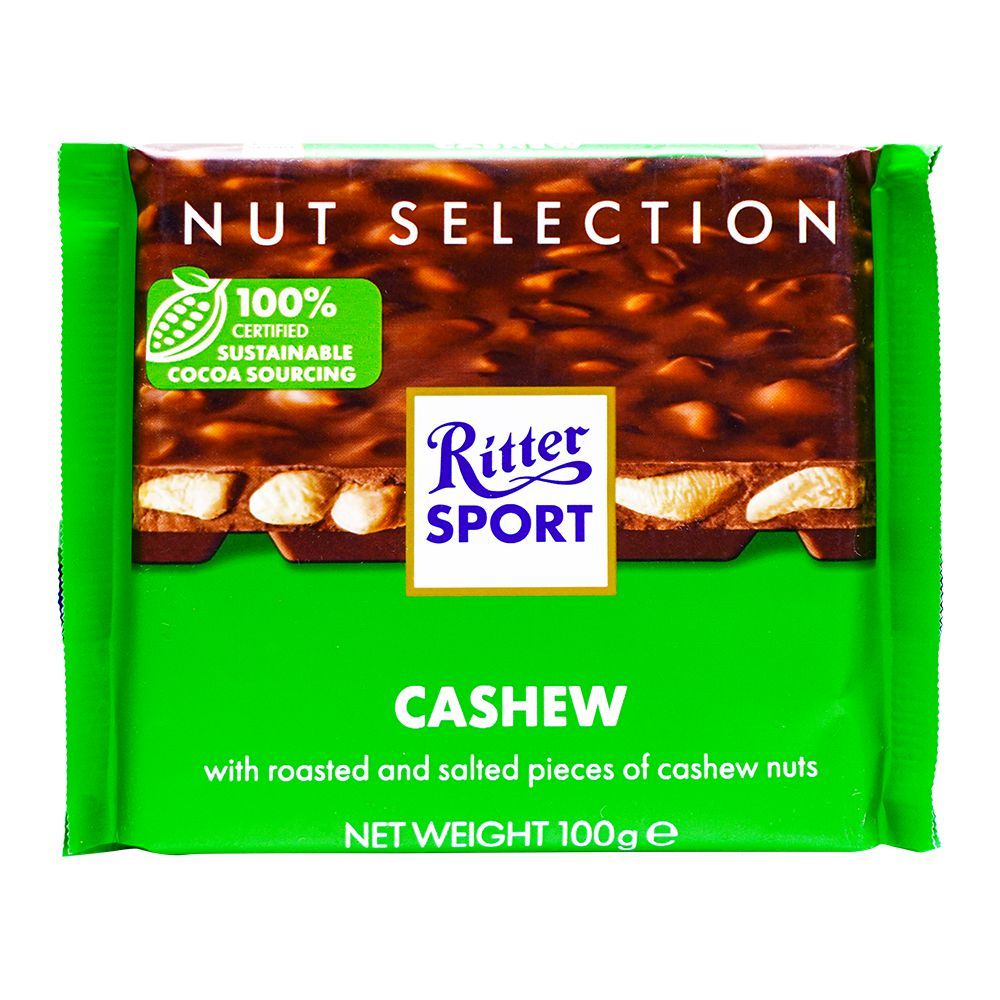 Ritter Sport Cashew Chocolate, With Roasted & Salted Pieces Of Cashew Nuts, 100g - Main Image