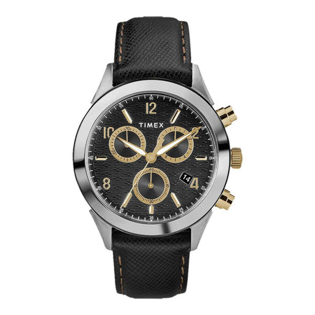 Timex Men's Black Round Dial With Textured Black Strap Chronograph Watch, TW2R90700 - Main Image