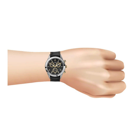 Timex Men's Black Round Dial With Textured Black Strap Chronograph Watch, TW2R90700 - Image 2