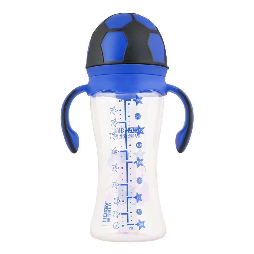 Baby World Contra Colic Wide Neck Feeding Bottle With Handle Blue, BW2031 - Main Image