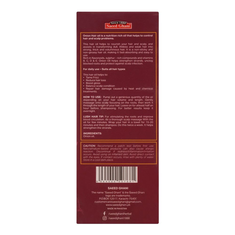 Saeed Ghani Onion Hair Oil, 150ml - Image 3