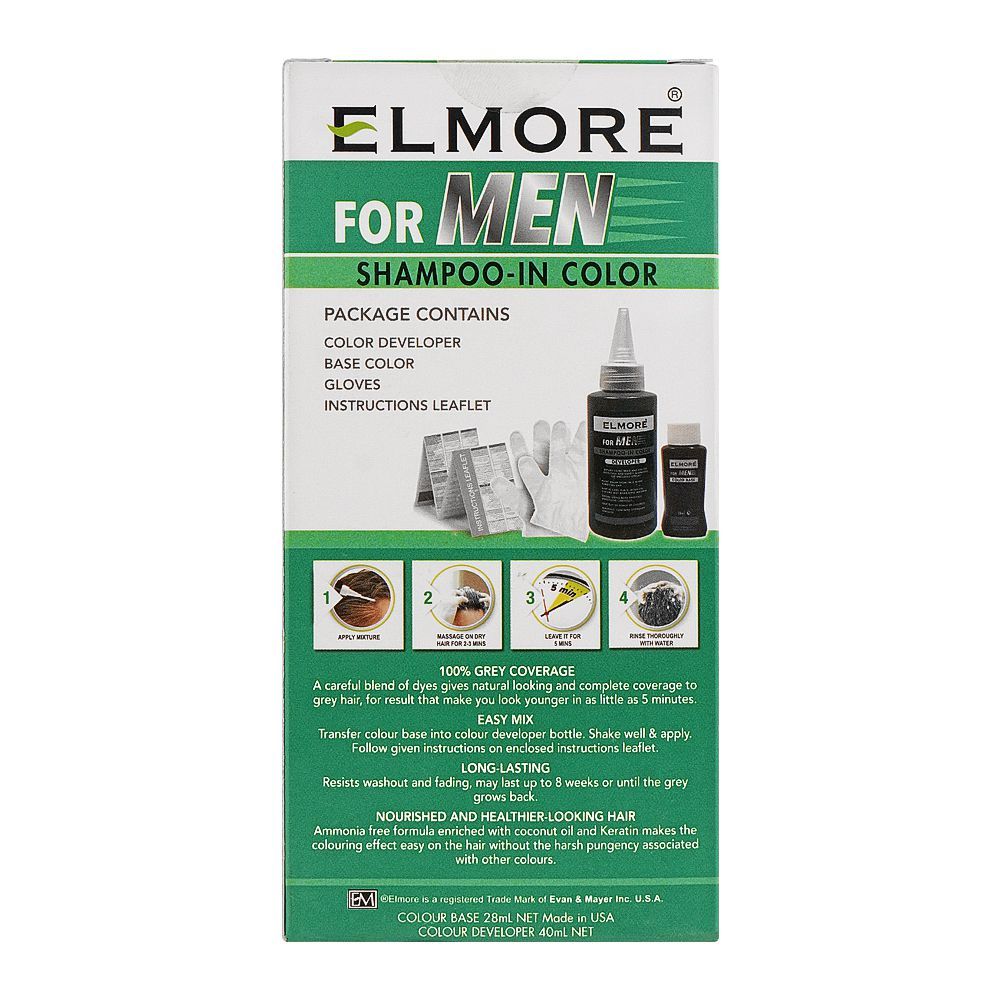Elmore For Men Shampoo-In-Color, D-45, Dark Brown - Image 2