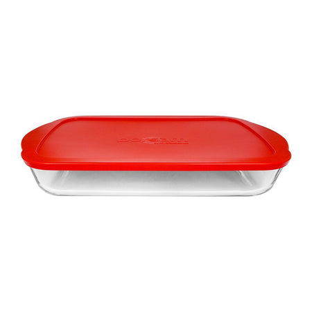 Borcam Square Tray With Red Plastic Lid, Ovenware, Glassware & Dishware, 15.74 X 9.84 Inches, 59024-46 - Image 2