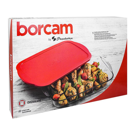 Borcam Square Tray With Red Plastic Lid, Ovenware, Glassware & Dishware, 15.74 X 9.84 Inches, 59024-46 - Image 3