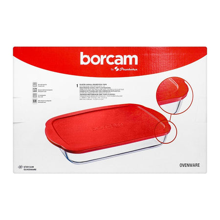 Borcam Square Tray With Red Plastic Lid, Ovenware, Glassware & Dishware, 15.74 X 9.84 Inches, 59024-46 - Image 4