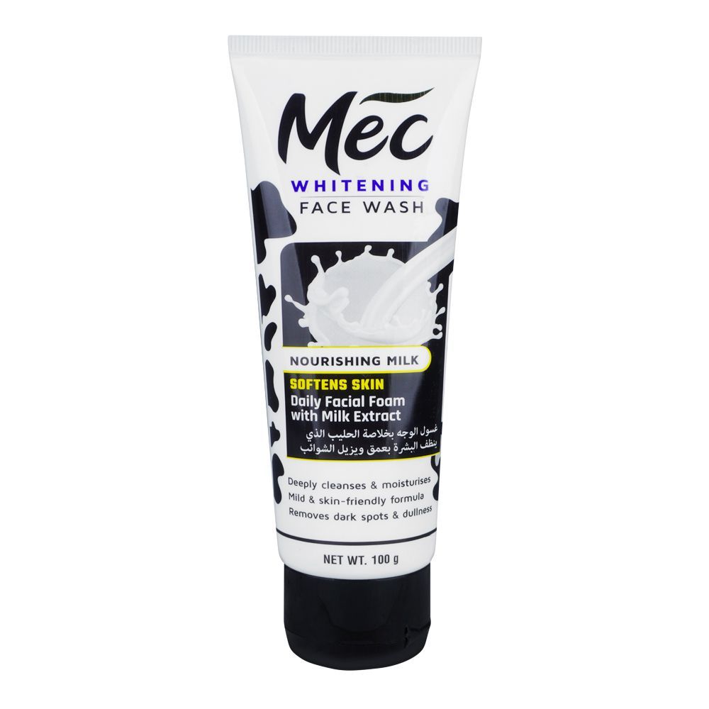 Mec Whitening Face Wash, Daily Facial Foam With Milk Extract, 100g - Main Image