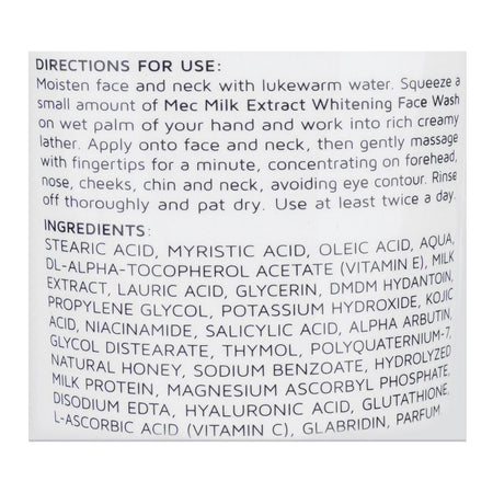 Mec Whitening Face Wash, Daily Facial Foam With Milk Extract, 100g - Image 3