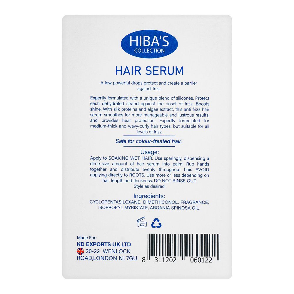 Hiba's Collection Frizz Ease Normal To Dry Hair Serum, For Normal To Dry Skin, 50ml - Image 2