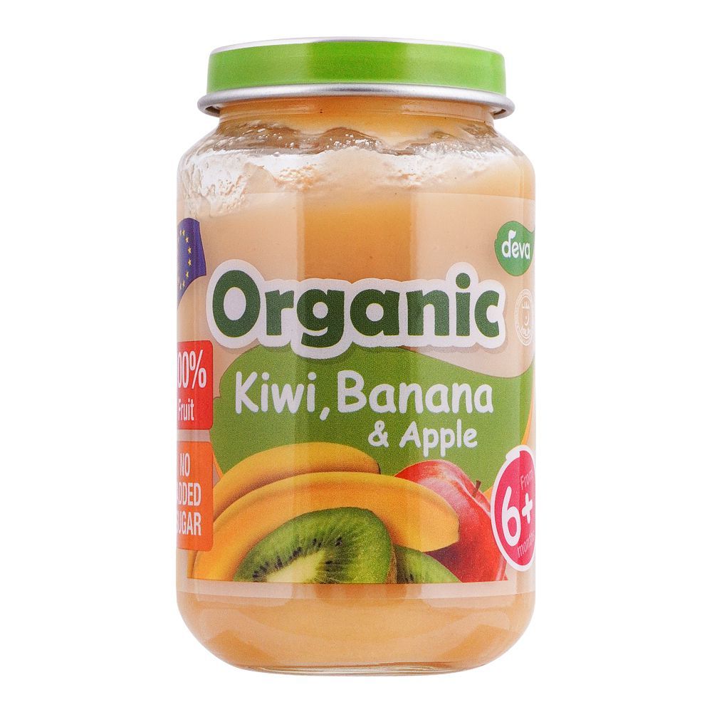 Deva Organic Kiwi, Banana & Apple Baby Food, No Added Sugar, 6+, 190g - Main Image