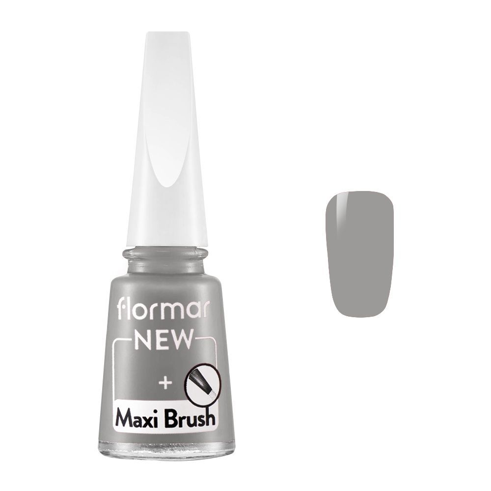 Flormar Maxi Brush Nail Enamel, 417, Steel Grey, 11ml - Main Image