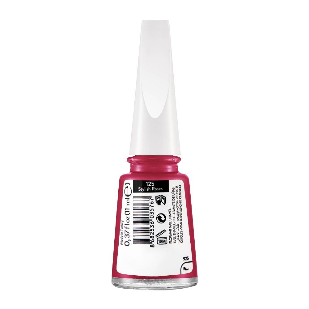 Flormar Maxi Brush Nail Enamel, 125, Stylish Roses, 11ml - Image 2