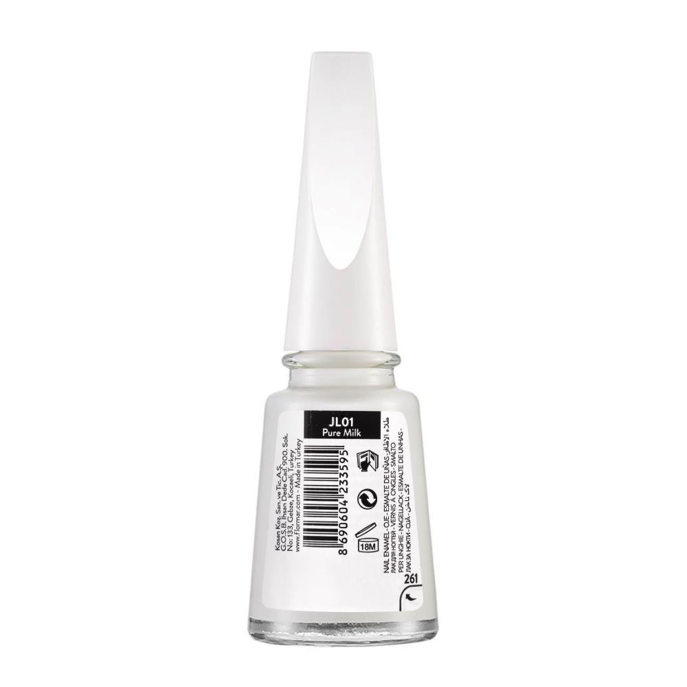 Flormar Jelly Look Nail Enamel, JL01, Pure Milk, 11ml - Image 2