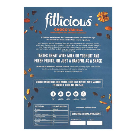 Fitlicious Choco Vanilla Granola Cereal, 400g - Main Image