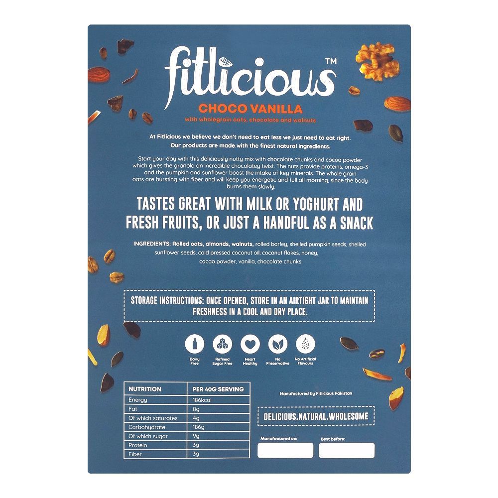 Fitlicious Choco Vanilla Granola Cereal, 400g - Main Image