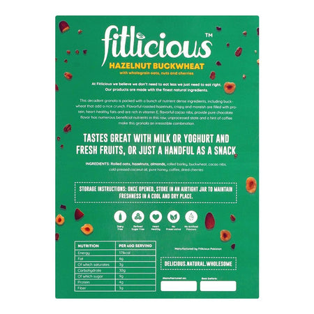 Fitlicious Hazelnut Buckwheat Granola Cereal, 400g - Main Image