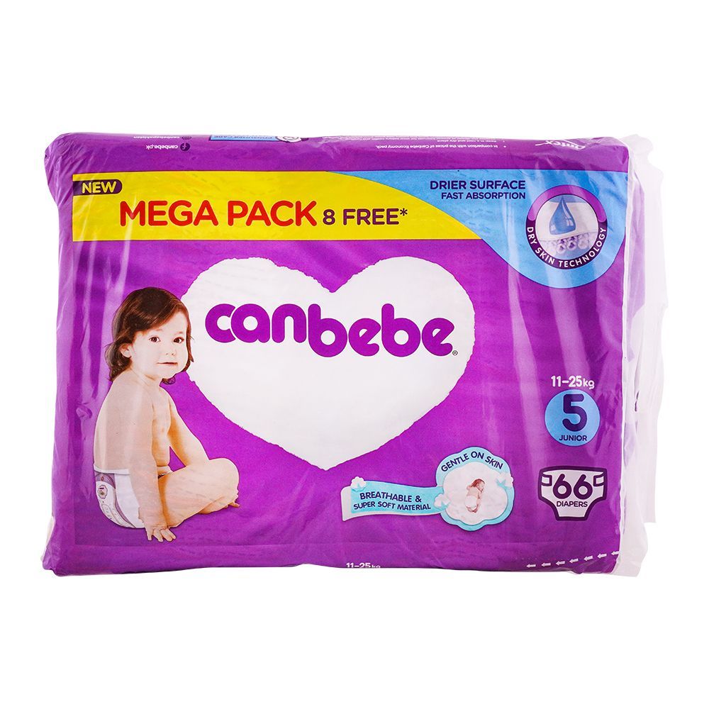 Canbebe Baby Diaper Junior-5, 11-25kg, Mega Pack 66-Pack - Image 2