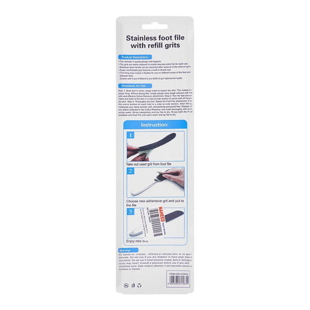 Paie Nail Stainless Steel Wide Handle Foot Filer With Refill Grits, 10-Pack - Image 3