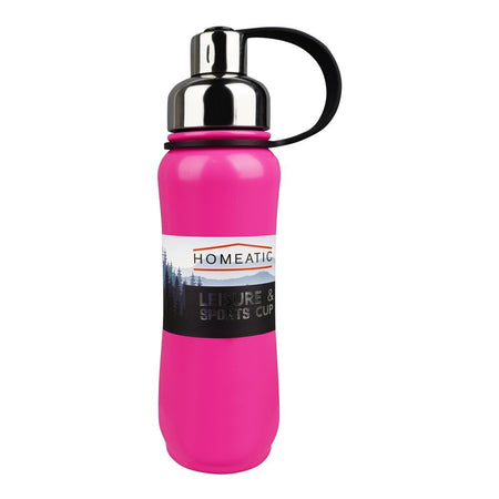 Homeatic Steel Water Bottle, 500ml Capacity, Pink, KD-850 - Main Image