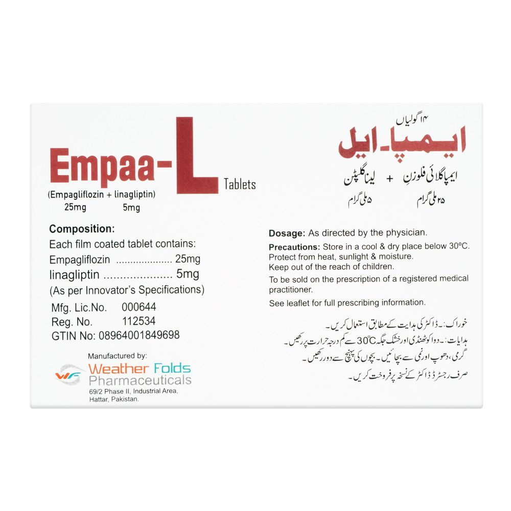 Horizon Pharma Empaa-L Tablet, 25mg+5mg, 14-Pack - Image 2