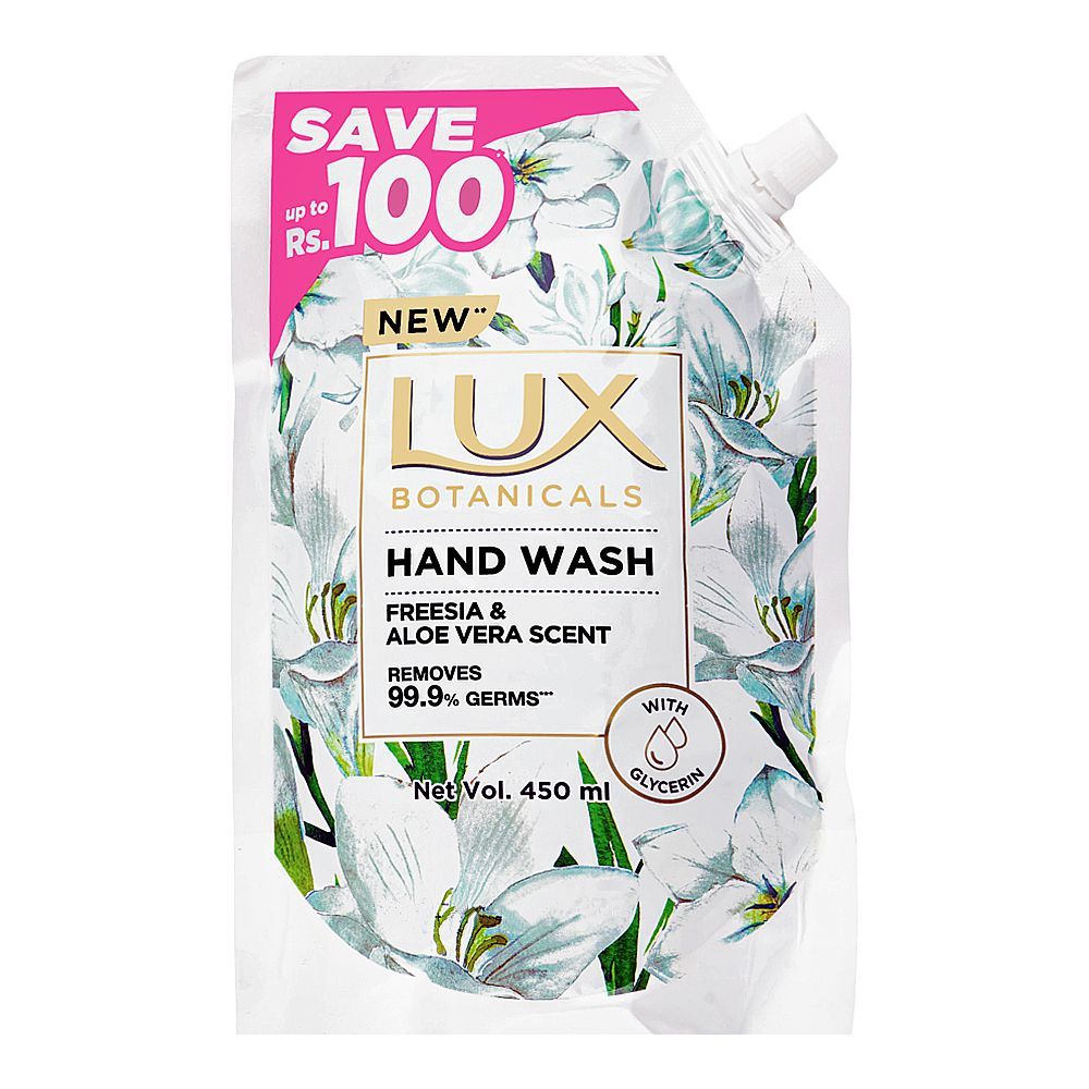 Lux Botanicals Freesia & Aloe Vera Scent Hand Wash Refill, 450ml Save Rs.100/- - Main Image