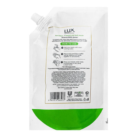 Lux Botanicals Freesia & Aloe Vera Scent Hand Wash Refill, 450ml Save Rs.100/- - Image 2